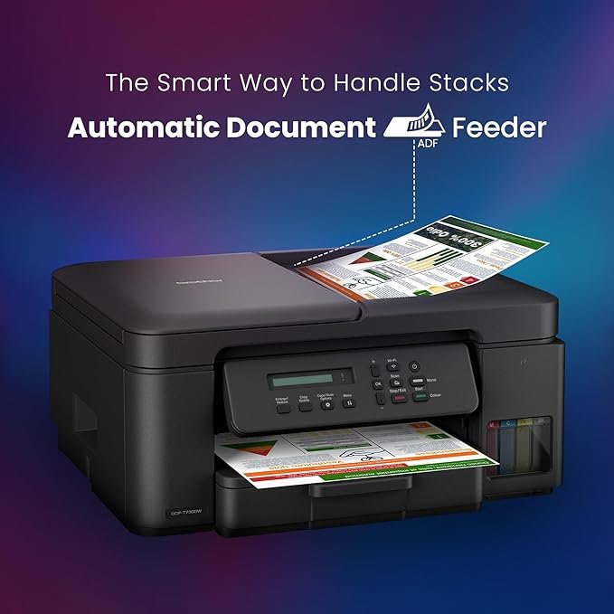 Brother Ink Tank DCP-T730DW (New Launch) WIFI Auto Duplex Color Multifunction Printer (Print Scan Copy), ADF, Print Upto 15K Pages Black & 5K in Color Each for(CMY), Extra Black Ink, Free Installation - Image 4