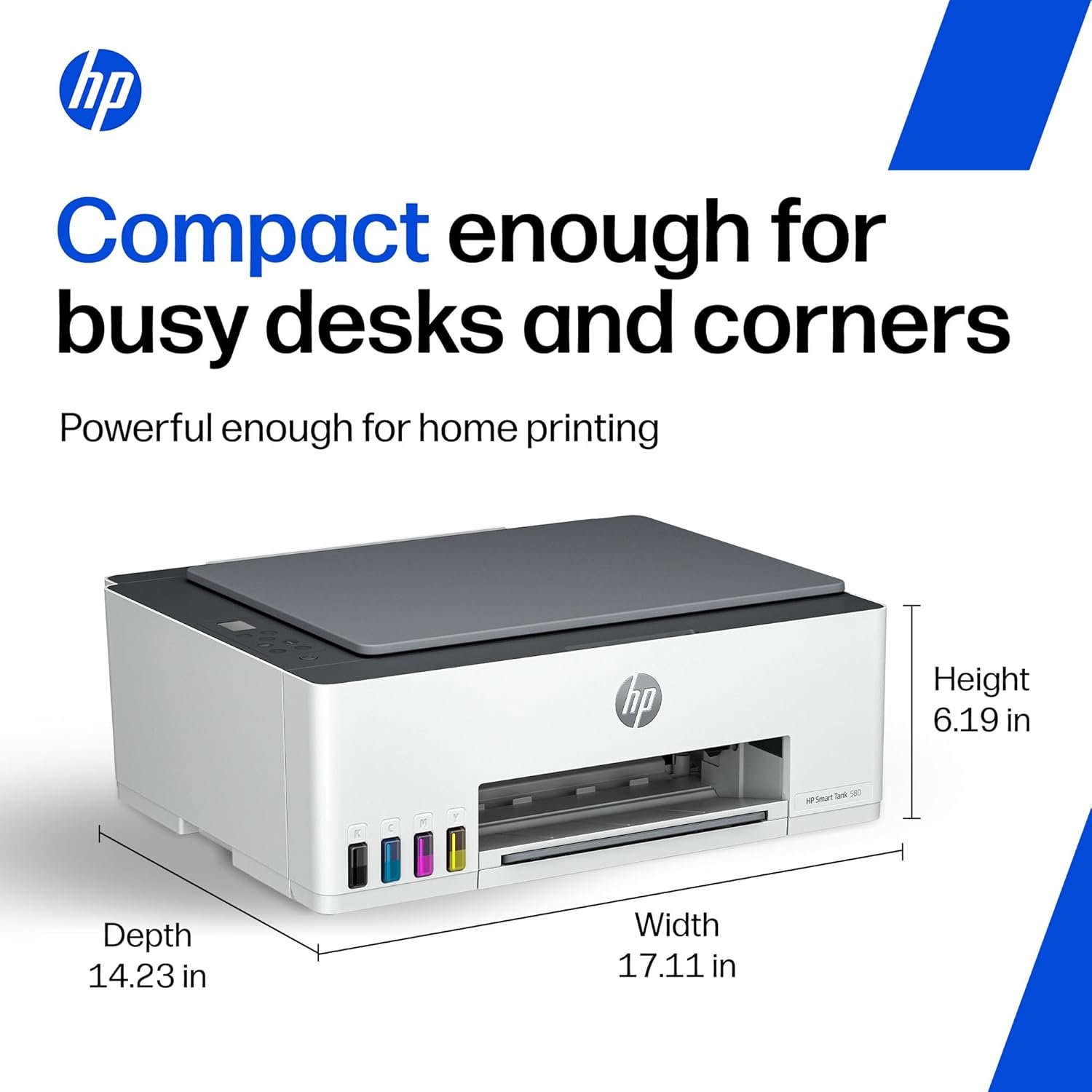 HP Smart Tank 580 All-in-One WiFi Colour Printer | 1 Extra Black Ink Bottle | 1+1 Year Extended Warranty on Registration| Up to 8000 Black & 6000 Colour Prints I Print,Scan & Copy for Office/Home - Image 2