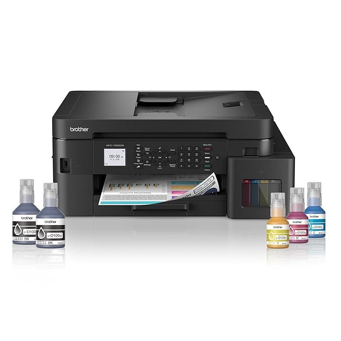 Brother Ink Tank MFC-T930DW New Launch (Print Scan Copy Fax) WiFi Auto Duplex, ADF Printer, 128 MB, Print Pages Upto 15K in Black & 5K in Color Each (CMY) Get Extra Black Ink Bottle, Free Installation