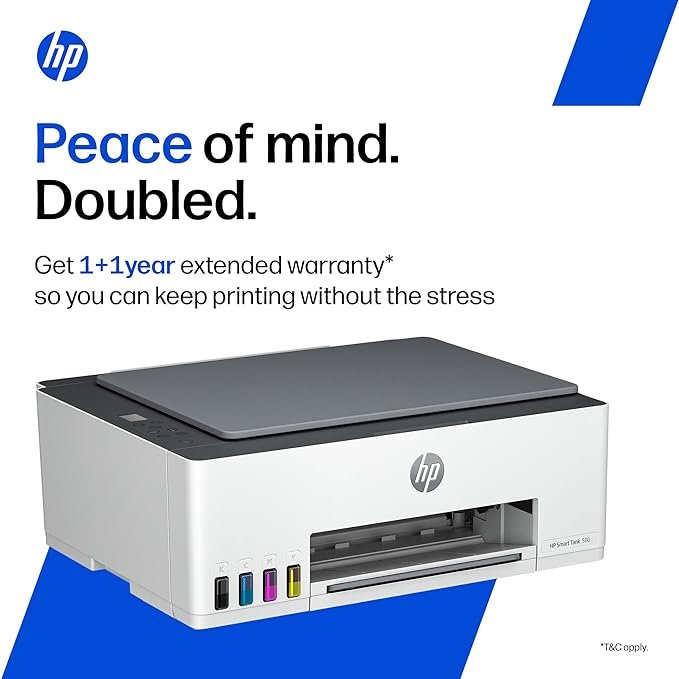 HP Smart Tank 580 All-in-One WiFi Colour Printer | 1 Extra Black Ink Bottle | 1+1 Year Extended Warranty on Registration| Up to 8000 Black & 6000 Colour Prints I Print,Scan & Copy for Office/Home - Image 5