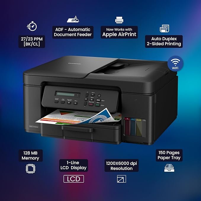 Brother Ink Tank DCP-T730DW (New Launch) WIFI Auto Duplex Color Multifunction Printer (Print Scan Copy), ADF, Print Upto 15K Pages Black & 5K in Color Each for(CMY), Extra Black Ink, Free Installation - Image 3