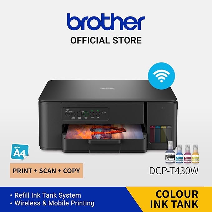 Brother Wireless All in One Ink Tank Printer, DCP-T430W, Wireless & Mobile Print, Ultra Compact Design - Image 4